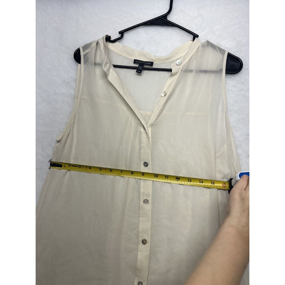 100% Silk Eileen Fisher Button-Down Blouse Sheer Office Wear Medium - Picture 6 of 6